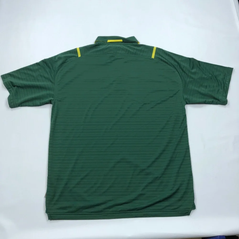 Nike Team Oregon Ducks Polo Shirt Mens Large Green Yellow Striped Nike FIT DRY